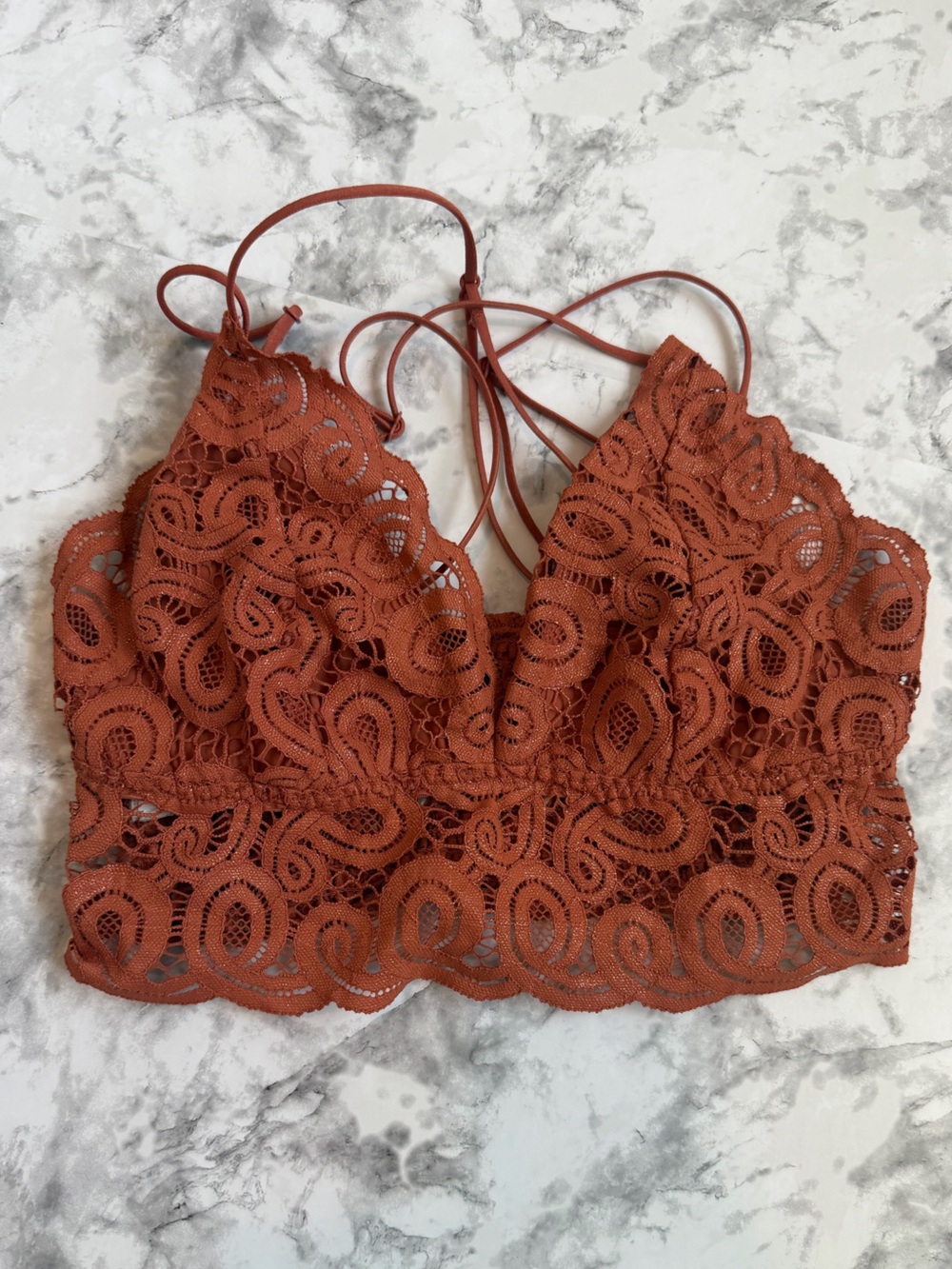 PINK Victoria's Secret Rust Lace Strappy Bralette